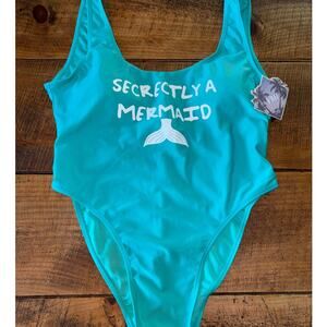 NWT Womens YMI Turquoise "Secretly" A Mermaid" One Piece Swim Suit‎ Size Large